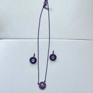 Gold stone necklace and earrings